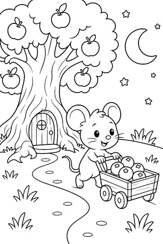 Free printable coloring page for the bedtime story The Moonberry Cart