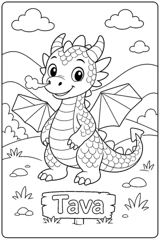Free printable coloring page for the bedtime story The Dragon With the Paper Wings