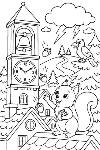 Free printable coloring page for the bedtime story Pip and the Quiet Bell