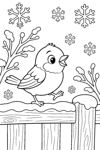 Free printable coloring page for the bedtime story The Sparrow's Snowflake Map