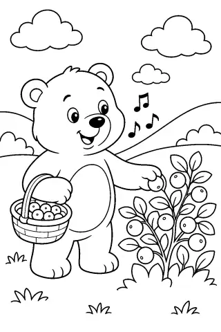 Free printable coloring page for the bedtime story The Bear and the Borrowed Hum