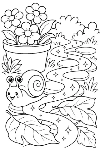 Free printable coloring page for the bedtime story The Snail's Silver Road