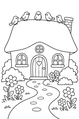Free printable coloring page for the bedtime story The House With the Blue Roof