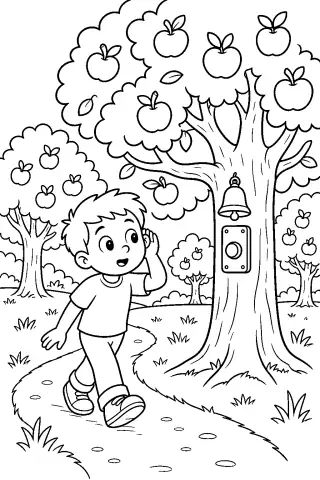 Free printable coloring page for the bedtime story The Doorbell in the Tree