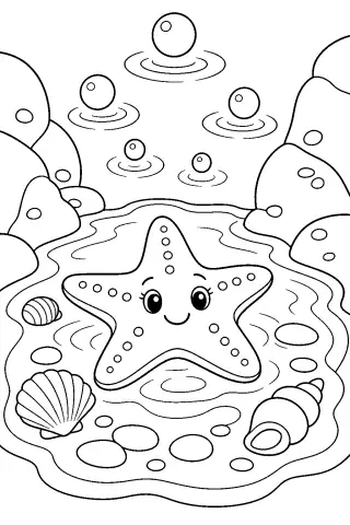 Free printable coloring page for the bedtime story The Starfish Who Collected Echoes