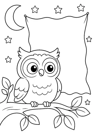 Free printable coloring page for the bedtime story The Owl Who Misplaced the Dark