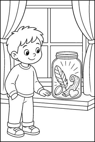 Free printable coloring page for the bedtime story The Last Light in the Jar